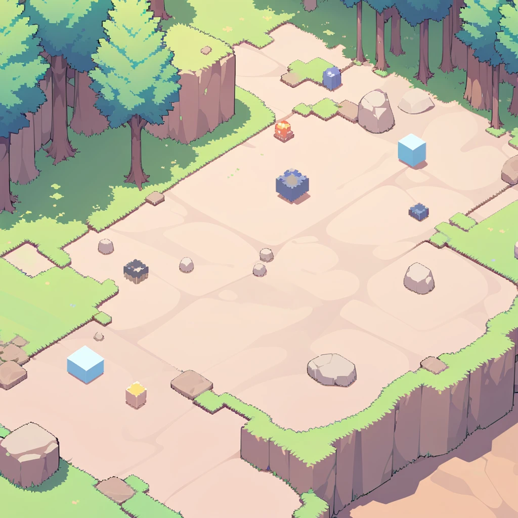 retro video game style,pixelated, vibrant pastel colors,8-bit characters,blocky shapes,sharp lines,detailed shading,classic gaming vibe,nostalgic atmosphere,classic arcade games,masterpiece:1.2,ultra-detailed,illustration style, 2d texture, stone texture, 4 k seamless mud texture, video game texture, dirt texture, tileset, game tiles, grass, 3/4th perspective trees, 3/4th perspective tileable rock texture, 3/4th perspective tileable cliff formations, tileable trees, topdown view, game texture, game art, tileable texture, very detailed cliff texture, intricate stones, top down view, 3/4th perspective