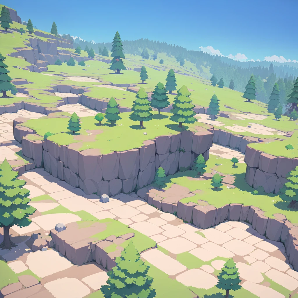 retro video game style,pixelated, vibrant pastel colors,8-bit characters,blocky shapes,sharp lines,detailed shading,classic gaming vibe,nostalgic atmosphere,classic arcade games,masterpiece:1.2,ultra-detailed,illustration style, 2d texture, stone texture, 4 k seamless mud texture, video game texture, dirt texture, tileset, game tiles, grass, 3/4th perspective trees, 3/4th perspective tileable rock texture, 3/4th perspective tileable cliff formations, tileable trees, topdown view, game texture, game art, tileable texture, very detailed cliff texture, intricate stones, top down view, 3/4th perspective