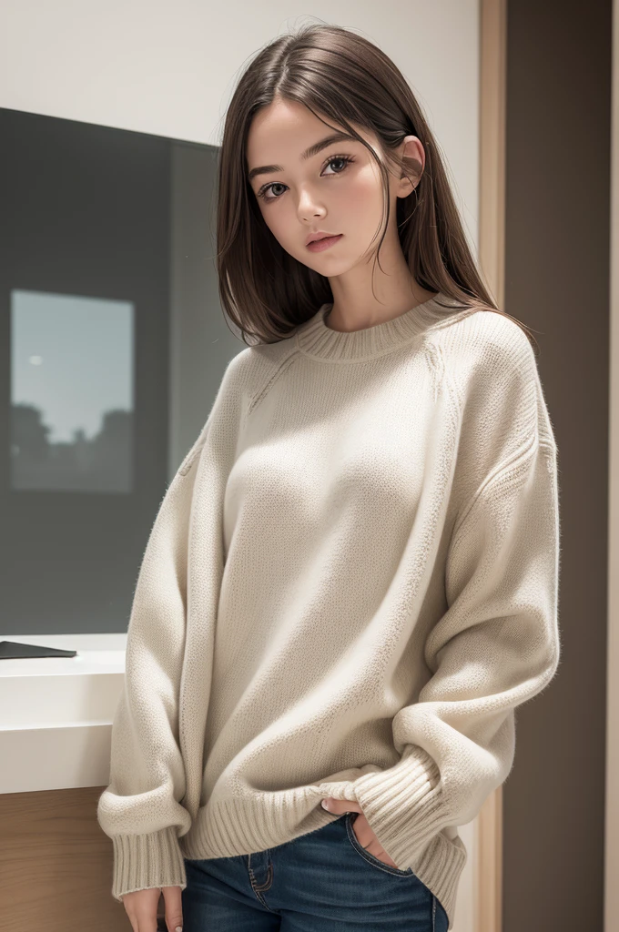 ((best qualityer)), ((work of art)), (detailded), 1 girl, ombro to ombro sweater, 