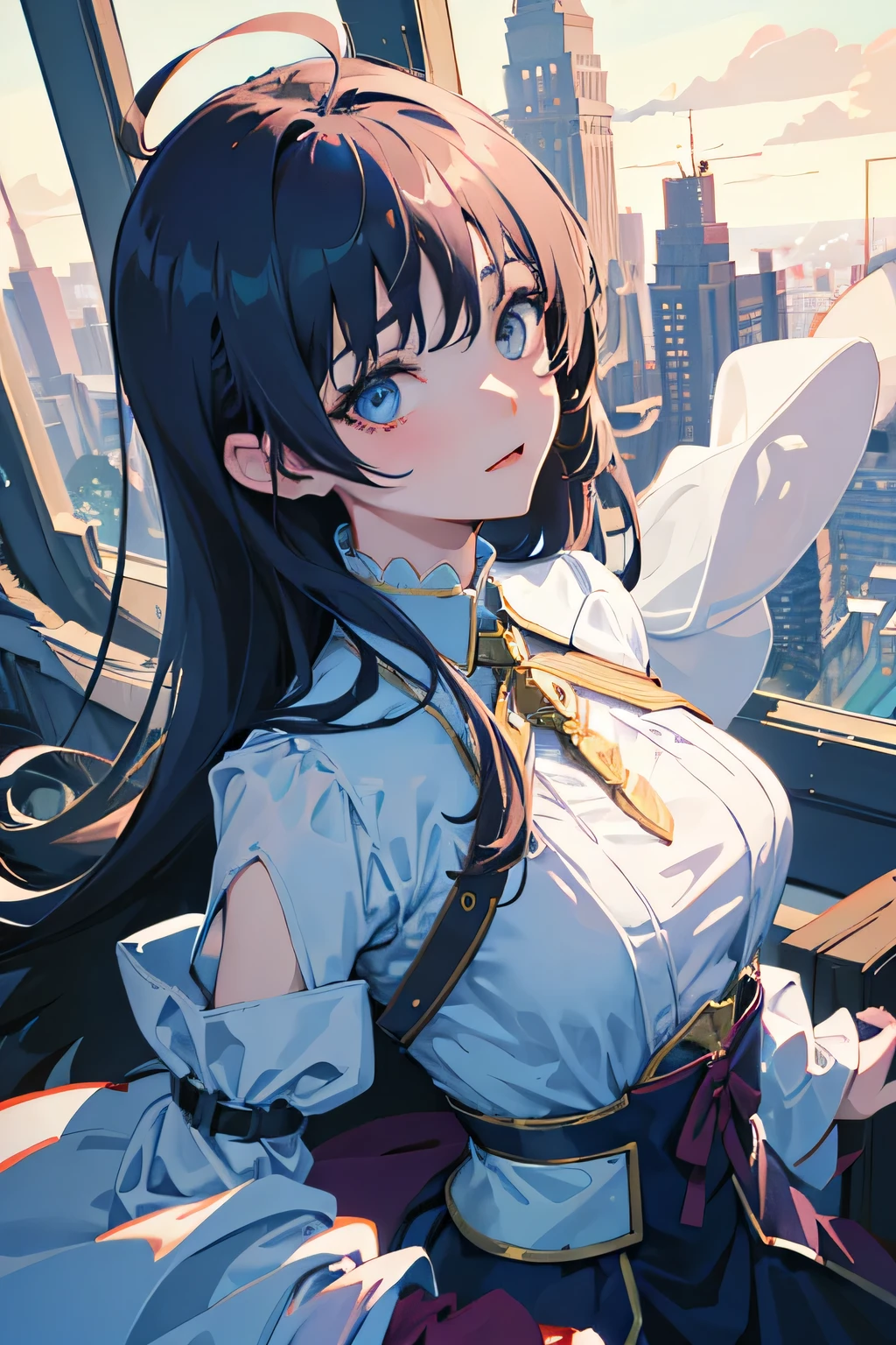 (anime),(cute)(masterpiece), (Highest quality),One girl,Upper Body,(Double exposure:1.2),(Simple Background:1), (Movie angle),(Dynamic Angle),Disheveled long hair,(Low contrast),(Flat Color:0.7)