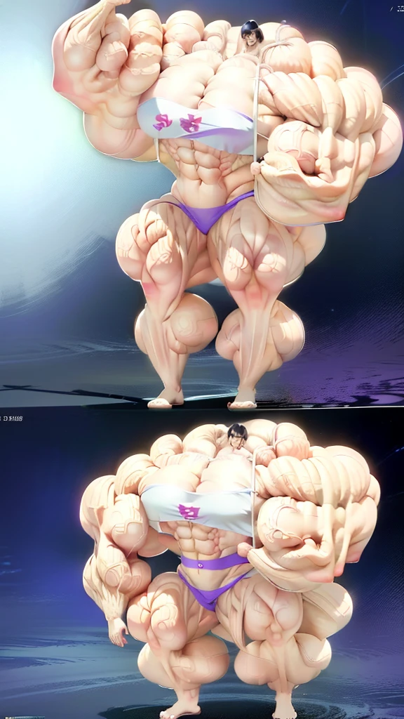 Highest quality、High resolution、Very detailed、Bright lighting、One girl、Full body photo、Black Hair、(((Short Hair)))、smile、(((Big Tits)))、(((Bikini)))、(((muscular)))、(((Hyper huge Muscle:1.2)))、(((Incredibly large muscles:1.2)))、(((Extremely large muscles:1.2)))、huge、(((Huge body)))、((Long legs))、(((very thick paws)))、(((Expanding Body)))、(((Huge body)))、(((An immeasurably large body:1.2)))、(((Very small face)))、(((Unusually developed super huge breasts:1.2)))、(((Super Heavy Muscle:1.2)))、(((Hyper Heavyweight Muscle:1.2)))、(((Super huge body:1.2)))
