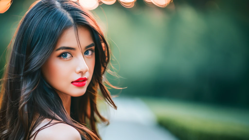 Beautiful asian girl with red lips, Her eyes shone like dreamy stars, glowing blue eyes, beautiful and detailed eyes, details very perfect body, RAW photo,(high detailed skin:1), (realistic, photo-realistic:1.37), ultra high res, professional lighting , 8k uhd, dslr , high quality, film grain, Fujifilm XT3, RAW photo,, RAW photo,(high detailed skin:1), (realistic, photo-realistic:1.37), ultra high res, professional lighting , 8k uhd, dslr , high quality, film grain, Fujifilm XT3, RAW photo,