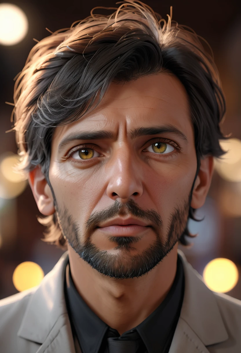 portrait, Face to Face, Film photo of a male Catalan theologian, light, Depth of Field, Bokeh, realism, Reality, hyperrealism, Professional photography, Ultra HD, Digital SLR Camera, Human Development Report, Ambient Occlusion, Iris and pupil rendering, Advanced Color Sorting, NVIDIA RTX RAY TRACING