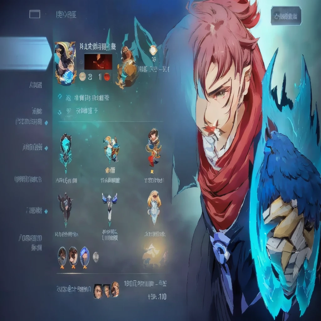 a close up of a person holding a blue bird in front of a screen, style of duelyst, hero character, style league of legends, epic battle screen of hero, trending on devianart, main character center focus, otaku gangasta, inspired by Henric Trenk, crono, tane skin, by Kanbun Master, style of league of legends realistic