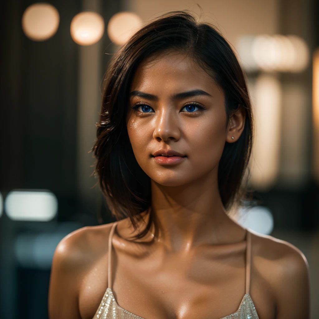 Beautiful asian girl with red lips, Her eyes shone like dreamy stars, glowing blue eyes, beautiful and detailed eyes, details very perfect body, RAW photo,(high detailed skin:1), (realistic, photo-realistic:1.37), ultra high res, professional lighting , 8k uhd, dslr , high quality, film grain, Fujifilm XT3, RAW photo,, RAW photo,(high detailed skin:1), (realistic, photo-realistic:1.37), ultra high res, professional lighting , 8k uhd, dslr , high quality, film grain, Fujifilm XT3, RAW photo,