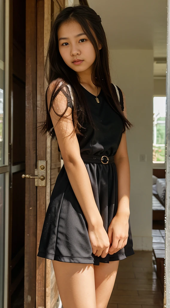 14 year old girl from Thailand with short dress