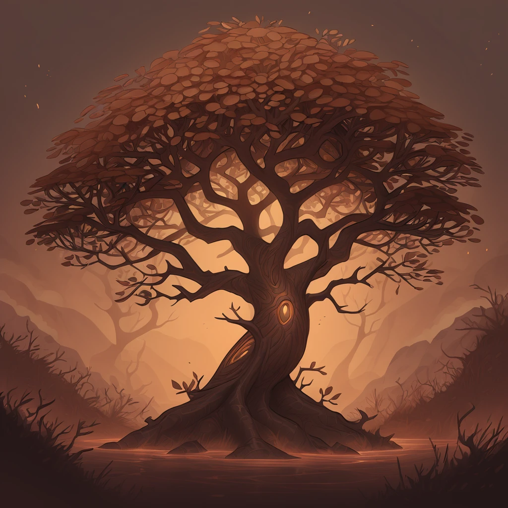 Alien tree in brown aesthetic art style