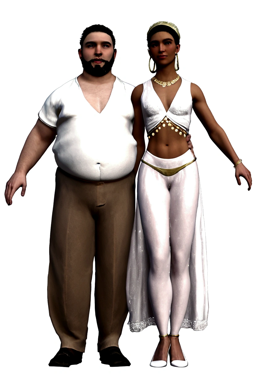 score_9, score_8_up, score_8_up, 1boy, fat man,toon arabian thug, daz3d, white background, full body