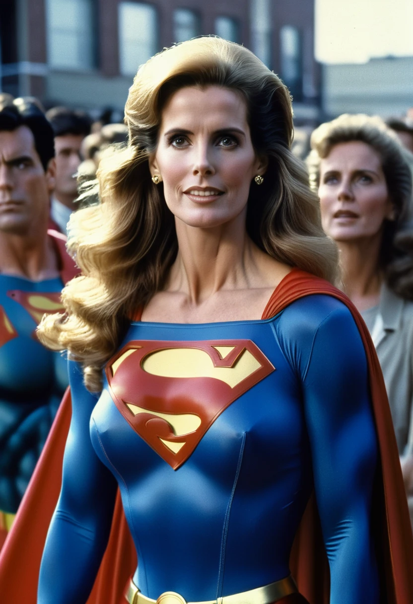 Julie Hagerty 1980s Superman movie; HD. Photograph, ((realism)), extremely high quality RAW photograph, ultra detailed photograph, sharp focus, high resolution, (detailed skin:1,3),high quality, film grain, Fujifilm XT3,Highly Detailed, movie, (Cinematic Photo:1.3) of (Realistic:1.3) 