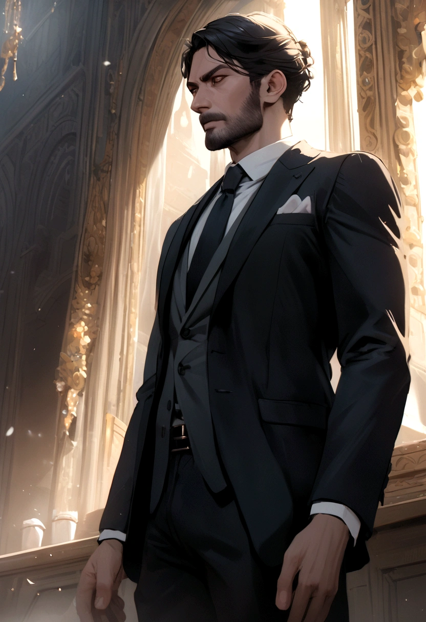 Russian black haired man with suit 