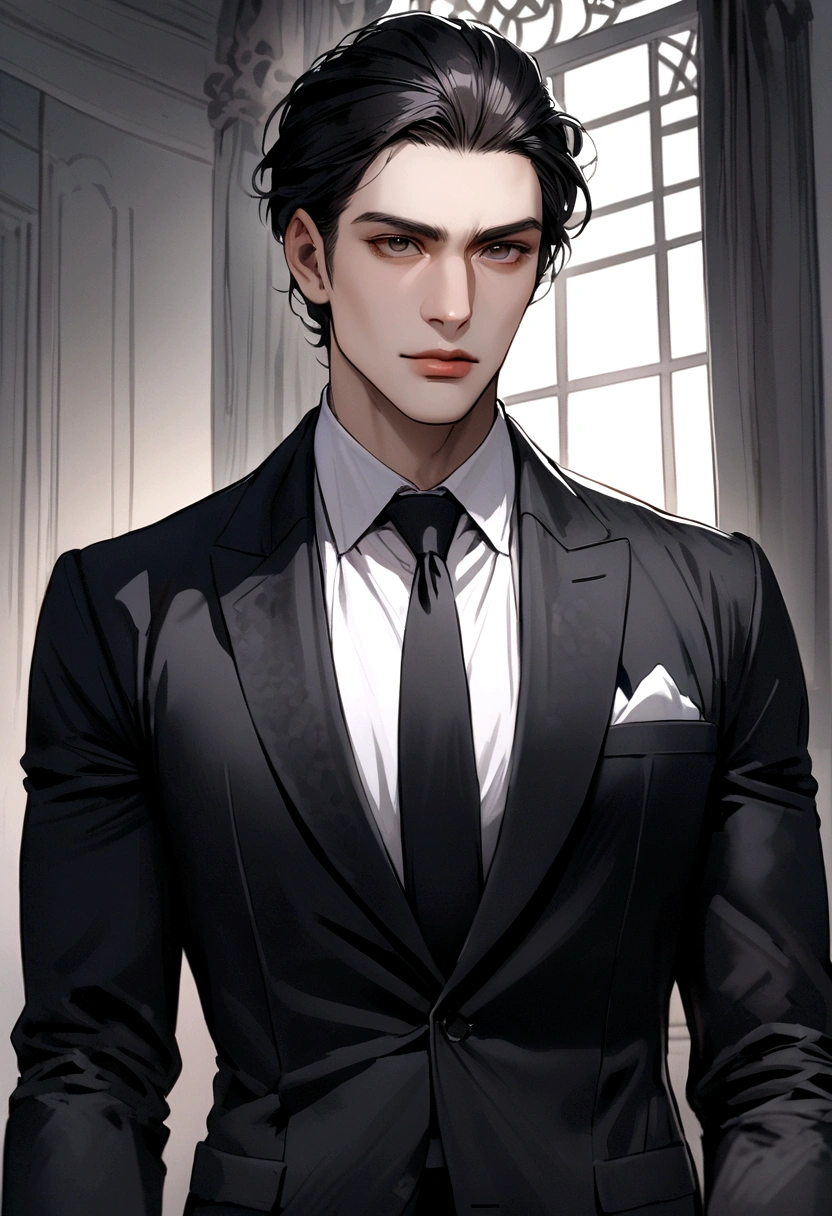 Russian black haired man with suit 