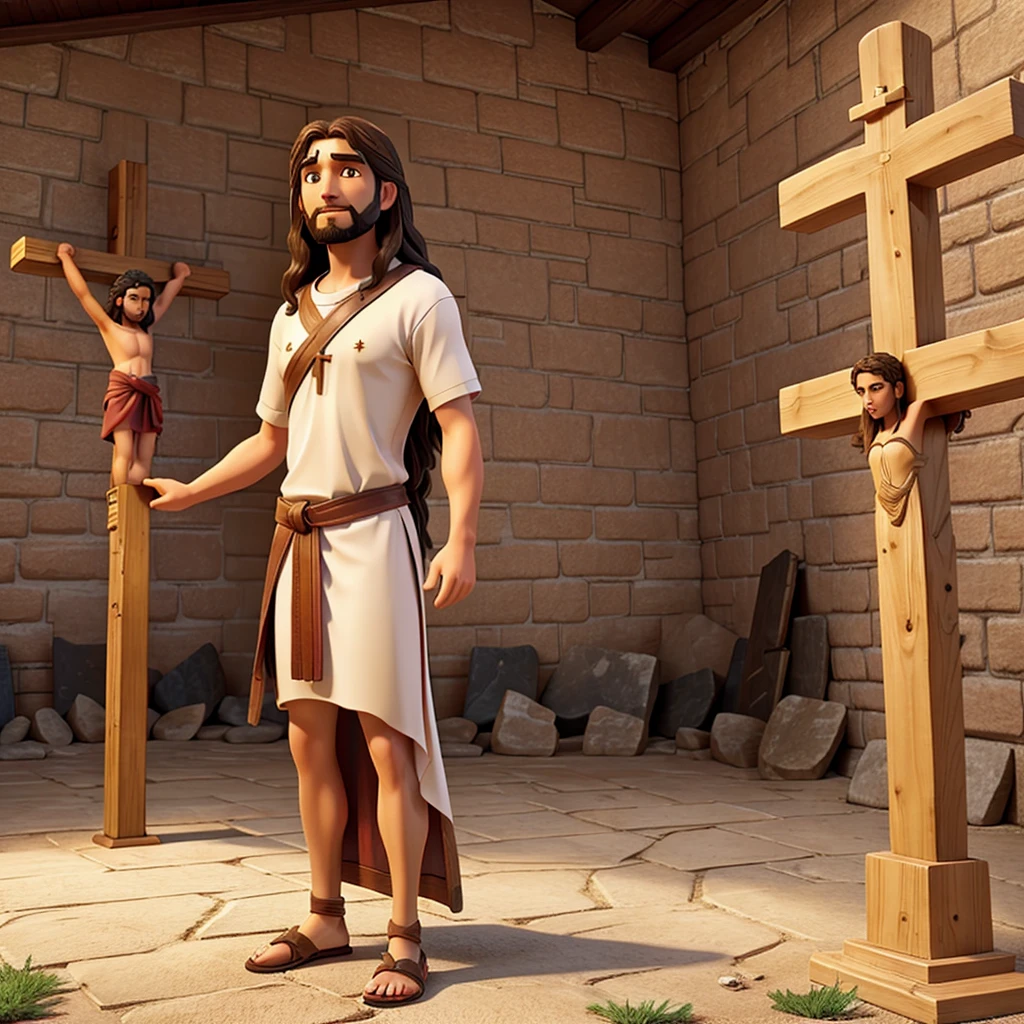 Create a biblical image of Jesus Christ nailed to the cross