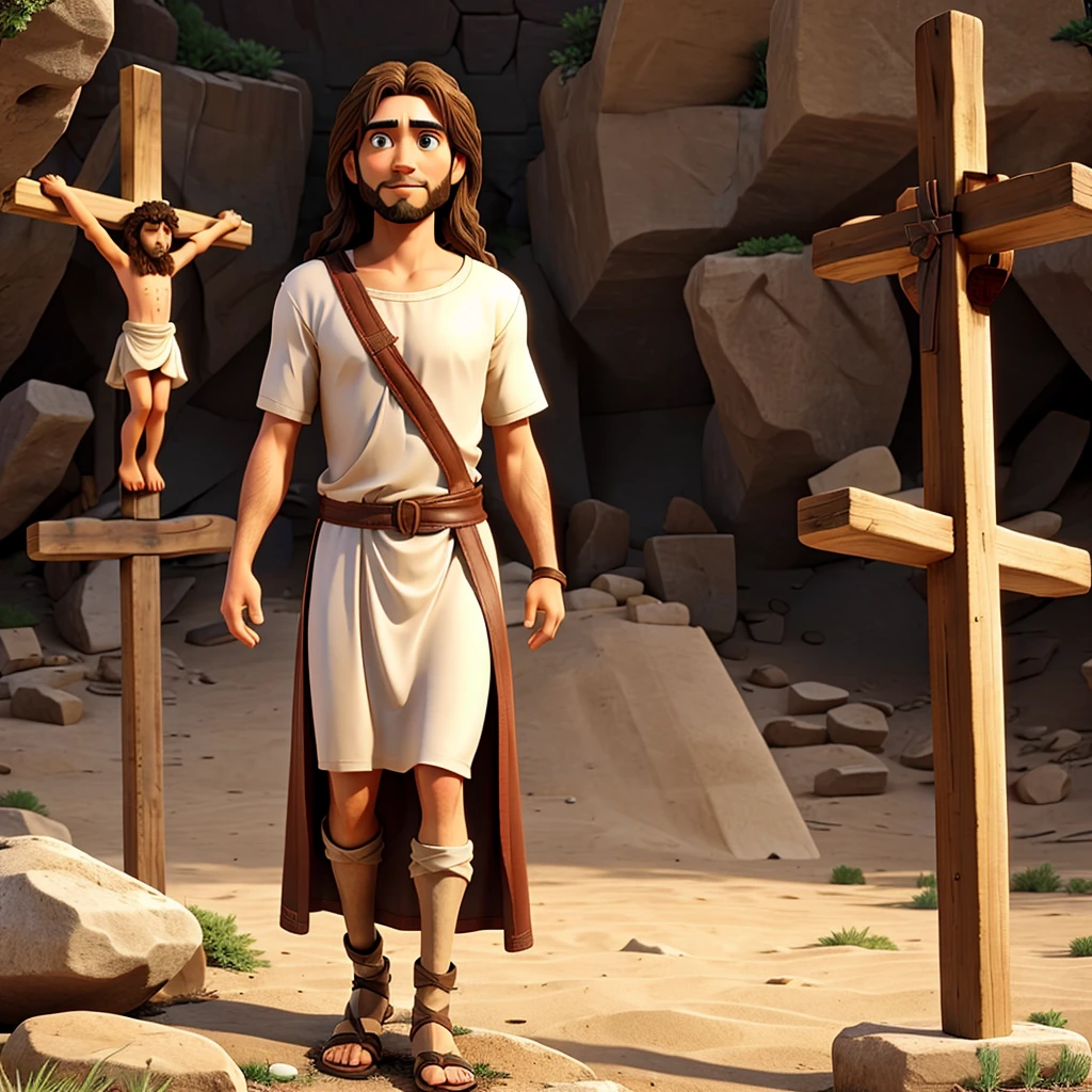 Create a biblical image of Jesus Christ nailed to the cross