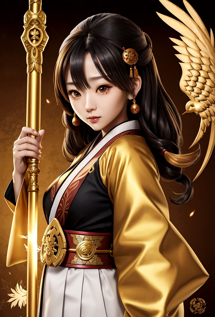 Beautiful female Tengu(1 person)、Large Breastuscular、Golden Staff