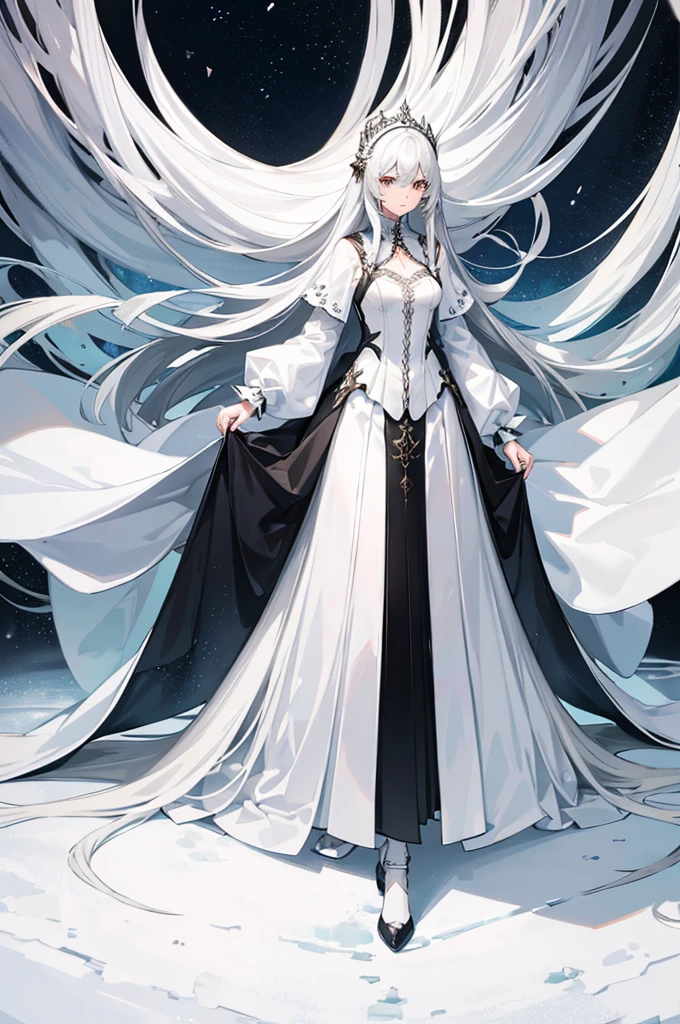 1woman, tall, long silver hair, white dress, standing on ground, high res, ultra sharp, 8K, masterpiece