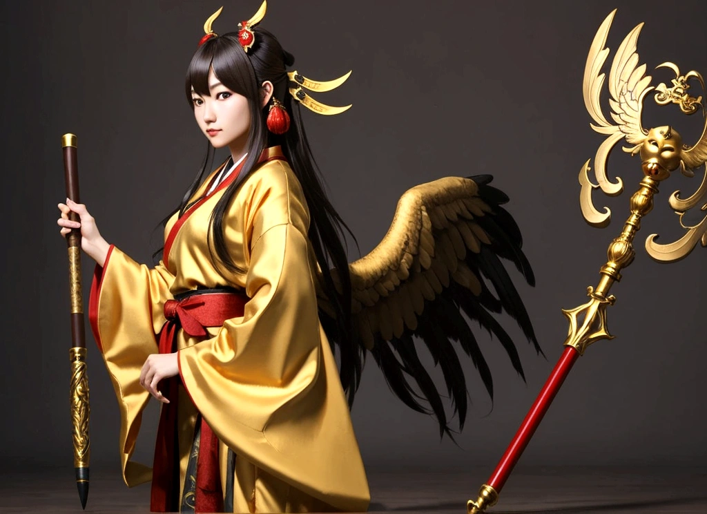 Beautiful female Tengu(1 person)、Large Breastuscular、Golden Staff、Real、high resolution