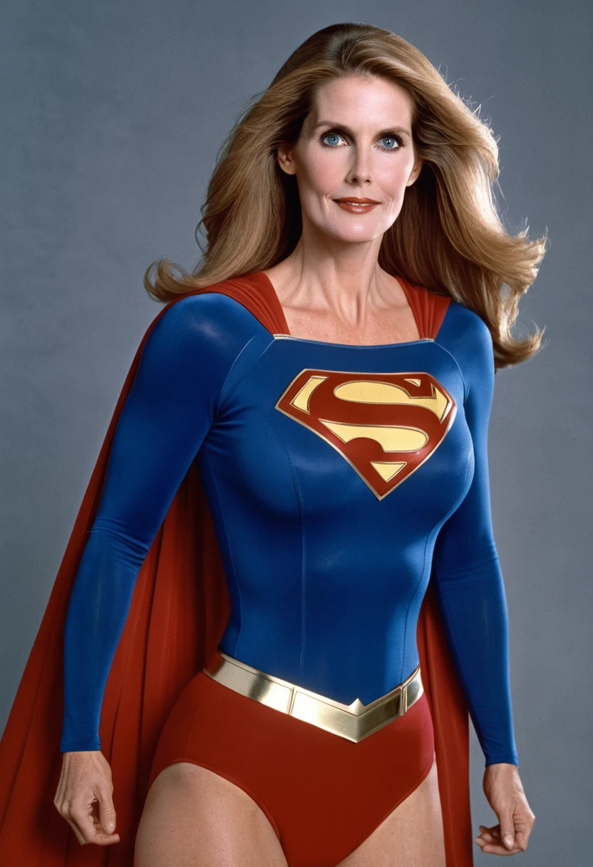 Julie Hagerty Supergirl; HD. Photograph, ((realism)), extremely high quality RAW photograph, ultra detailed photograph, sharp focus, high resolution, (detailed skin:1,3),high quality, film grain, Fujifilm XT3,Highly Detailed, movie, (Cinematic Photo:1.3) of (Realistic:1.3); 2000s movies