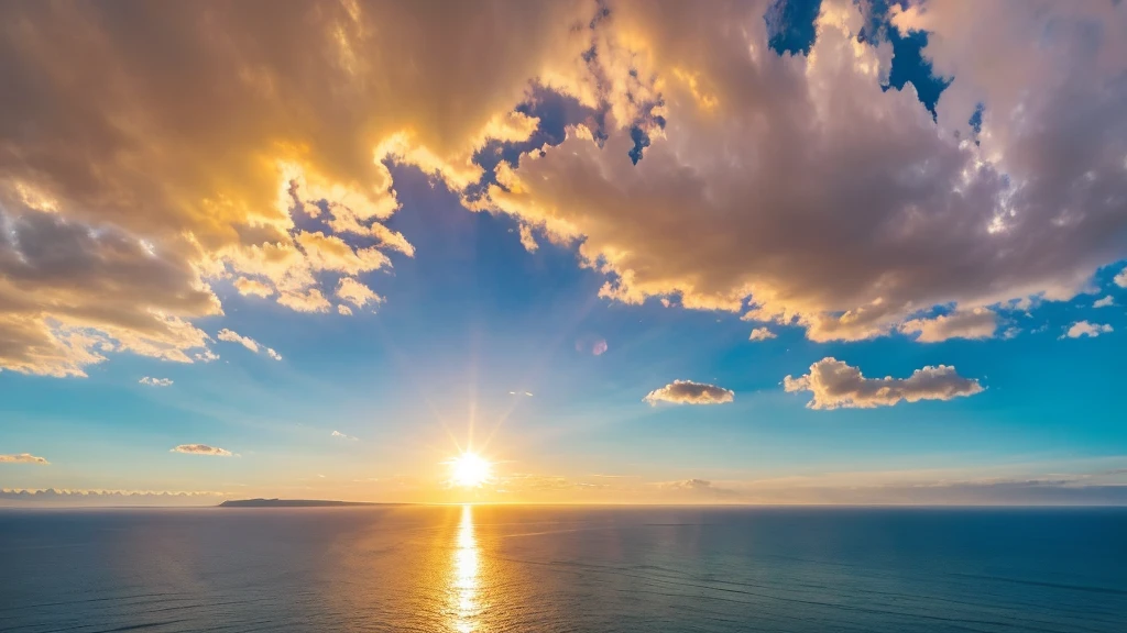 Beautiful images　Midsummer Beach　Dazzling Sun　View from high ground