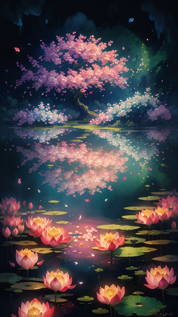 (best quality,4K,8K,high resolution,masterpiece:1.1), Vibrant colors, Lotus, Delicate petals, Tranquil scenery, realism, RGB lighting.