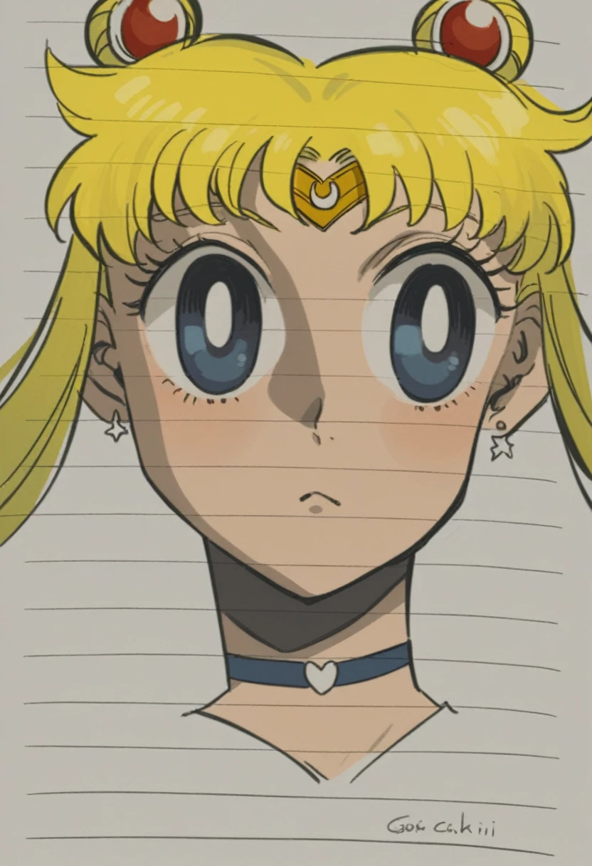 drawing of a girl with blonde hair and two red eyes, inspired by Naoko Takeuchi, in the art style of 80s anime, an anime drawing, portrait knights of the zodiac girl, inspired por Sailor Moon, Yami Kawaii, portrait of a female anime heroine, anime shading, anime drawing, in anime style, magical girl portrait, por Sailor Moon