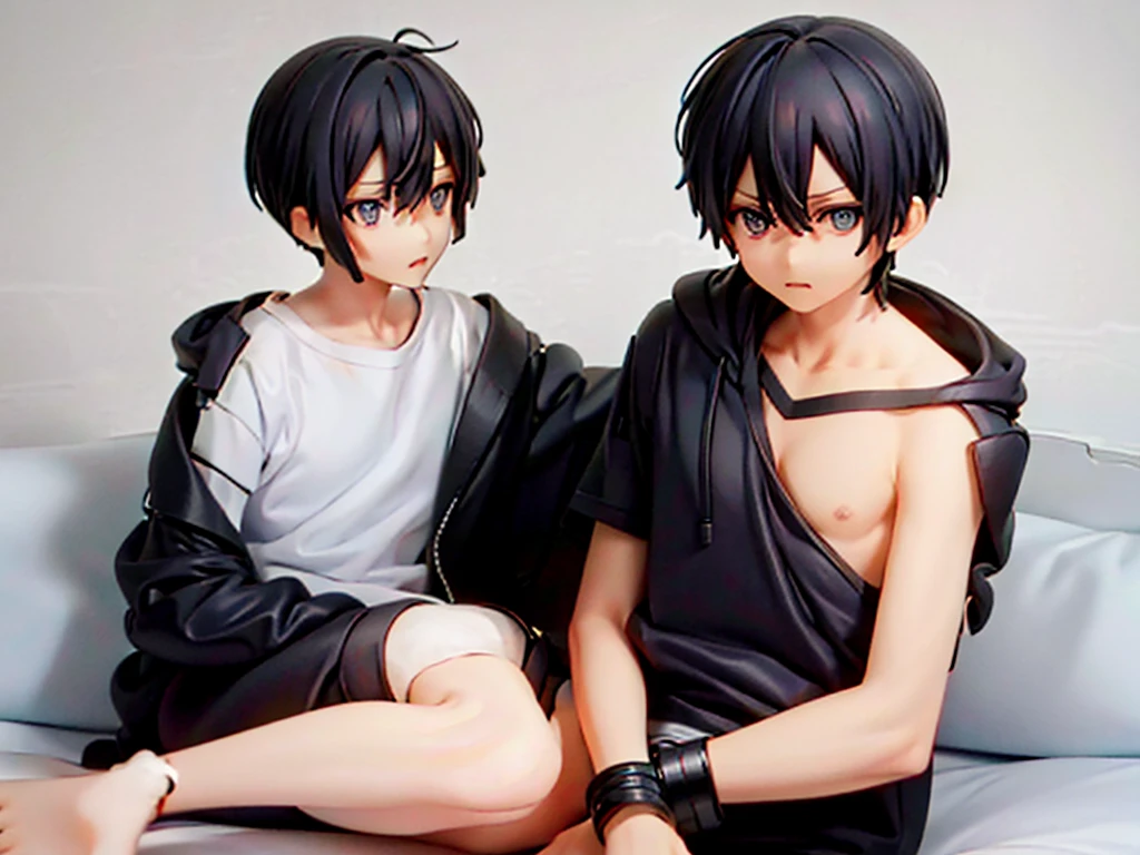 male性 male Receiving face short Very short antennae Short Hair I hate it It's happening Constraints handcuffs Black Hair hoodie Lying down bed angry I hate it One person One person One person