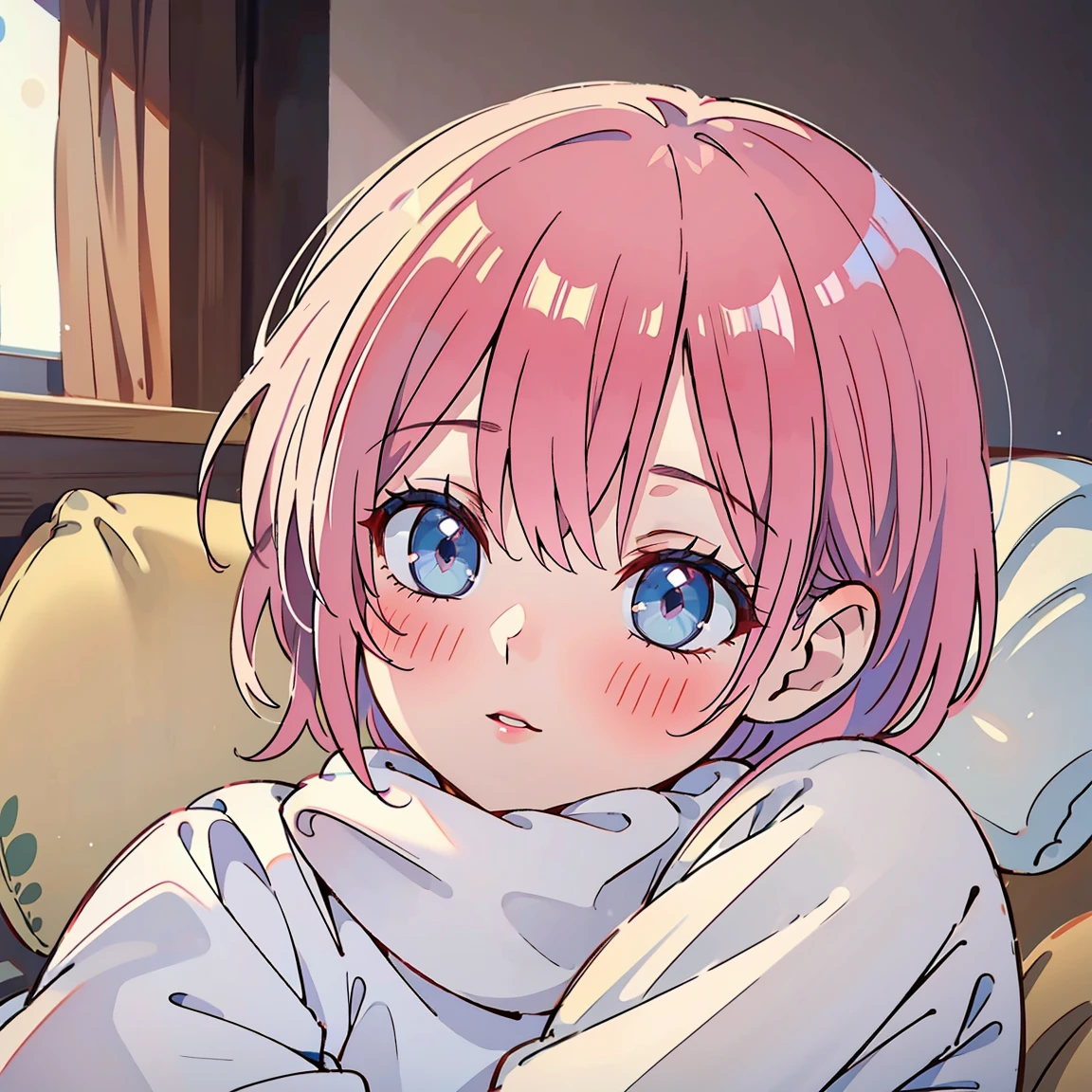 a cute  doll in pajamas, photorealistic, beautiful detailed eyes, beautiful detailed lips, extremely detailed face, longeyelashes, 1girl, sitting on bed, having pajama , warm lighting, soft pastel colors, cozy bedroom interior, decorative pillows, fuzzy blankets, (best quality,4k,8k,highres,masterpiece:1.2),ultra-detailed,(realistic,photorealistic,photo-realistic:1.37),HDR,UHD,studio lighting,ultra-fine painting,sharp focus,physically-based rendering,extreme detail description,professional,vivid colors,bokeh, messy girl, messy hair