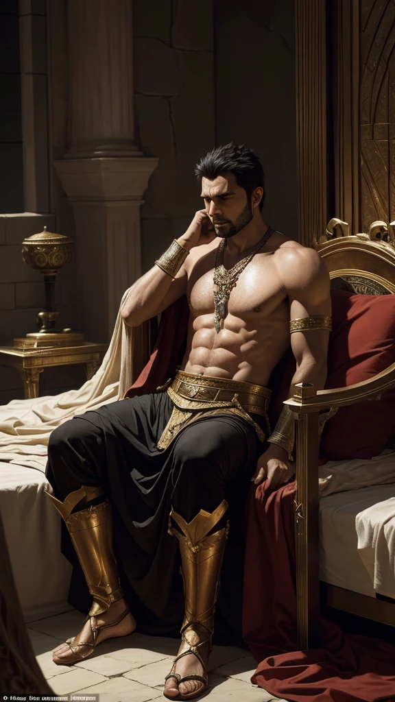 act of King Darius Concerned: Description: "anguished, King Darius spends the night awake, worried about the fate of Daniel, the bible character