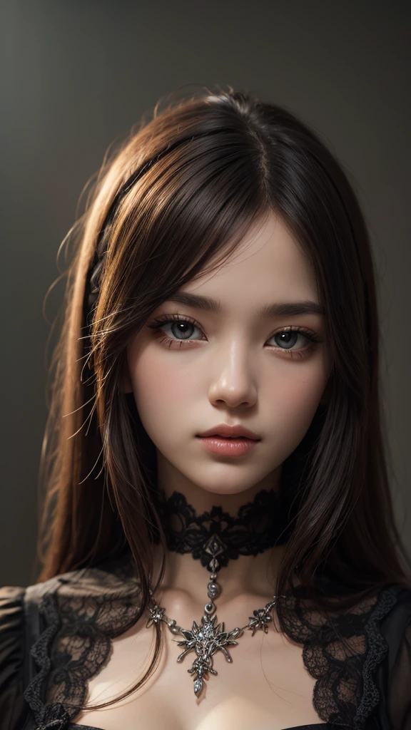 woman (gothic art)womanผมดำตาแดงสวย, Elegant and refined eyes, Highly detailed face, Detailed eyes, beautiful long eyelashes, complicated details, Award-winning digital art, movie light, Amazing color, realistic, 8K, Masterpiece,gothic art