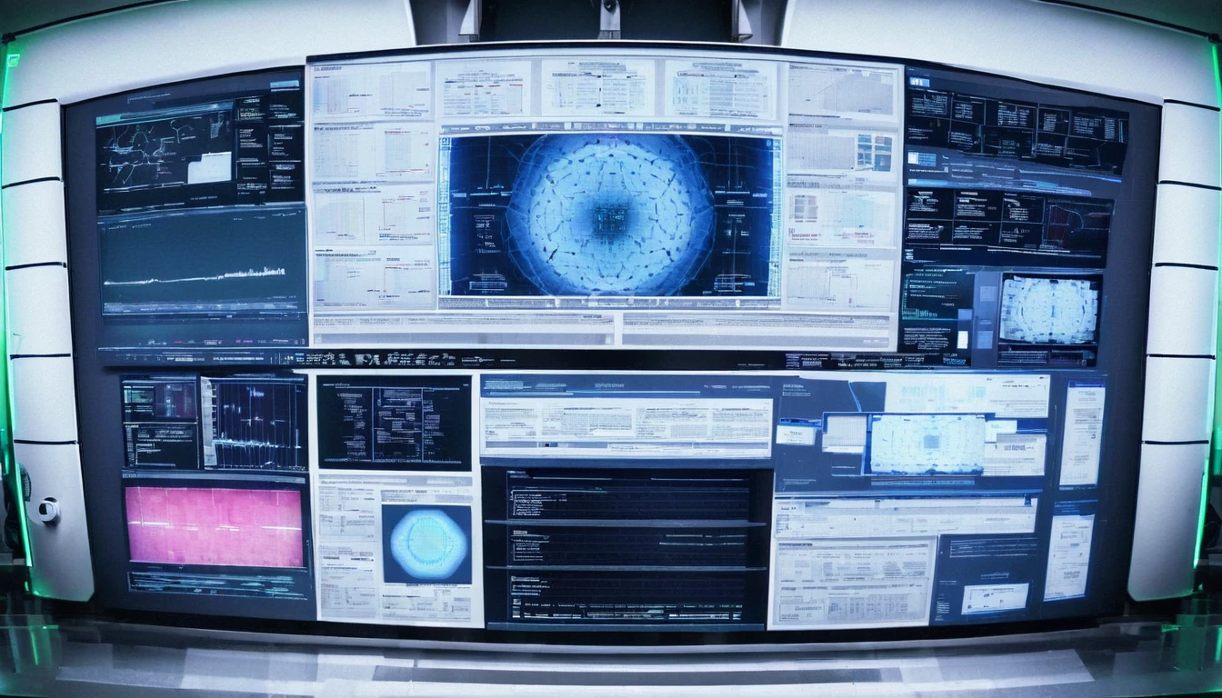 Wall close-up photography, Take a photo straight-on facing the wall. The clinic of the future features giant monitors displaying medical and chemical data.。Bright spot with white walls, Scientific research, The camera is parallel