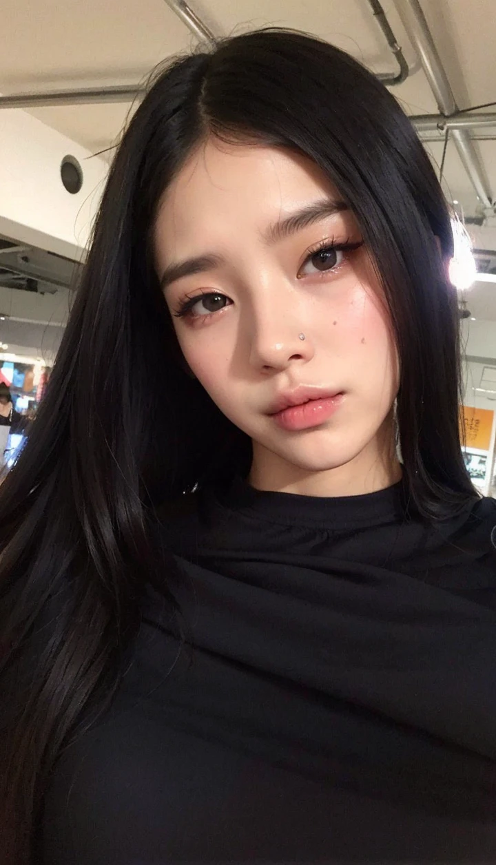 There is a woman with long hair posing for a photo, jennie pink black, ulzzang, korean girl, Jisoo from Blackpink, Jisoo from Blackpink, dilraba dilmurat, Young cute pale asian face, jaeyeon nam, heonhwa choe, young and adorable korean face, beautiful south korean woman, pale korean adorable face, with a cute face - fine