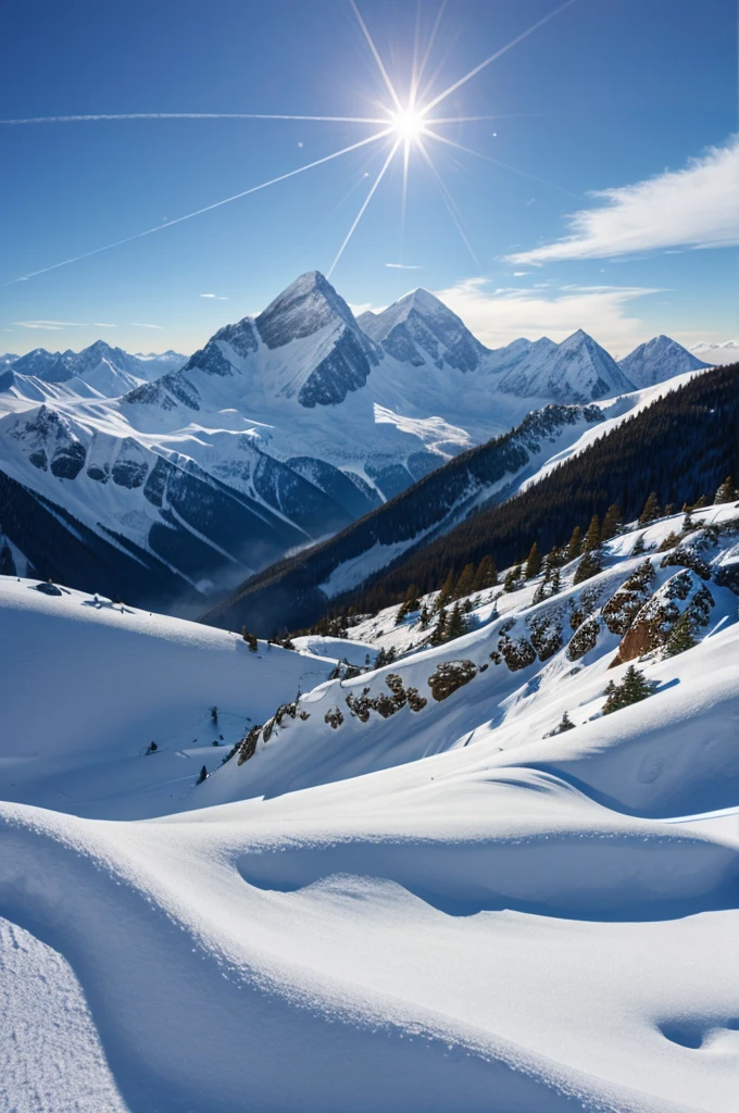 Create one out of imagination picture of a mountain cover with snow