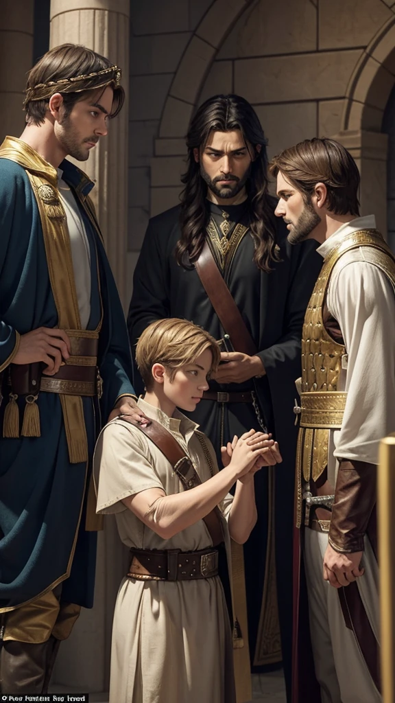 Image of Officers Conspiring:Description: "Jealous officers plot against the biblical character Daniel, persuading the king to enact an unjust law."