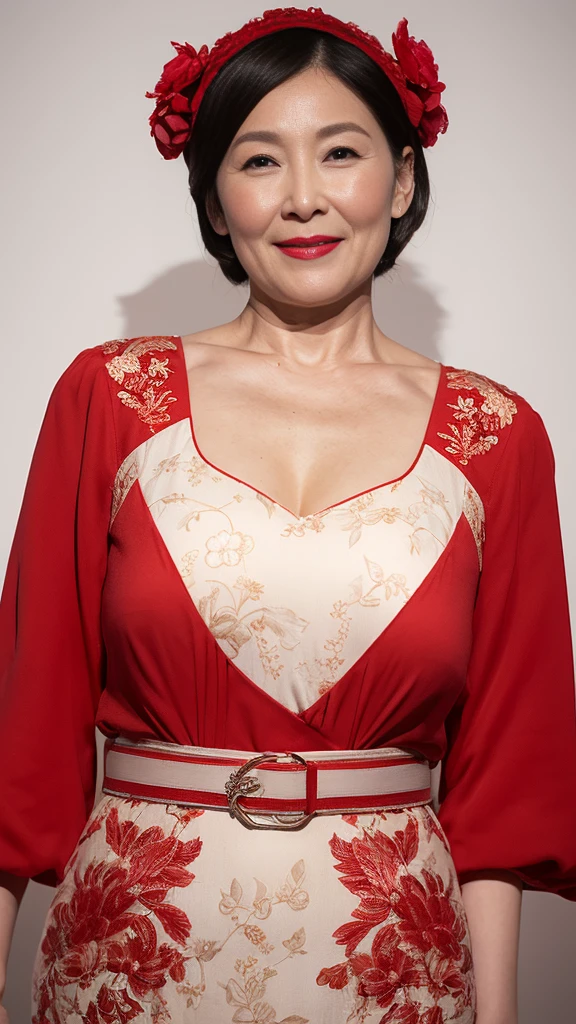 Art Deco, Chinoiserie, gravure, senior citizen, Draw lips correctly, Red lipstick, From the chest up, 16K, Highest quality, Very detailed, Realistic, Very detailed肌, Perfect Anatomy, (1 Chinese), (alone), 100 years old, Large Breasts, Mature female politician, Glamour, sexy, Chromo White Skin, View your audience,