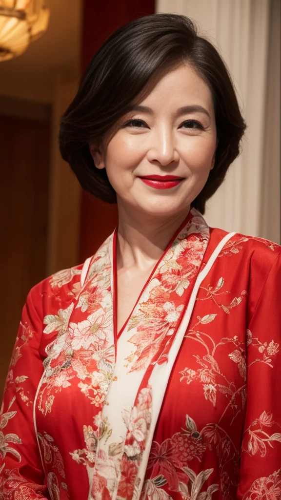 Art Deco, Chinoiserie, gravure, senior citizen, Draw lips correctly, Red lipstick, From the chest up, 16K, Highest quality, Very detailed, Realistic, Very detailed肌, Perfect Anatomy, (1 Chinese), (alone), 100 years old, Large Breasts, Mature female politician, Glamour, sexy, Chromo White Skin, View your audience,