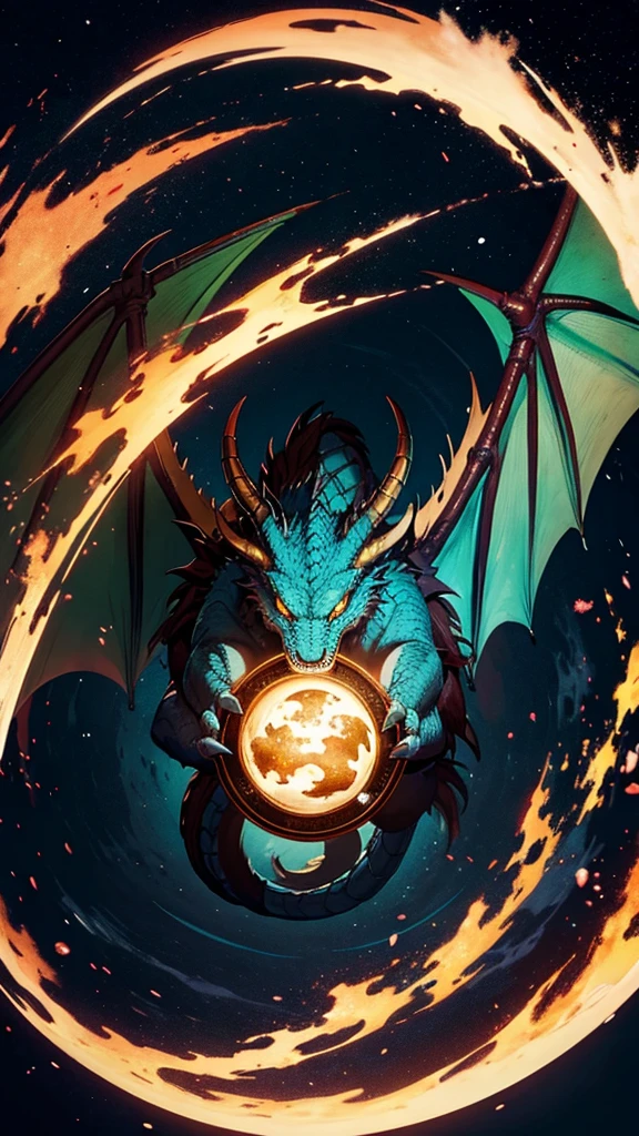 book cover, dragon in the middle of a circle
