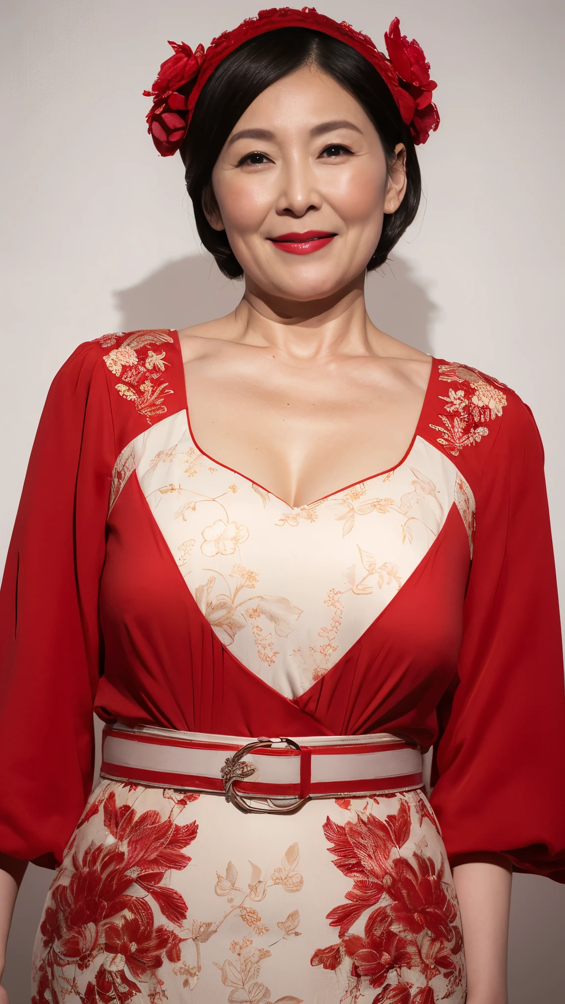 Art Deco, Chinoiserie, gravure, senior citizen, Draw lips correctly, Red lipstick, From the chest up, 16K, Highest quality, Very detailed, Realistic, Very detailed肌, Perfect Anatomy, (1 Chinese), (alone), 100 years old, Large Breasts, Mature female politician, Glamour, sexy, Chromo White Skin, View your audience,
