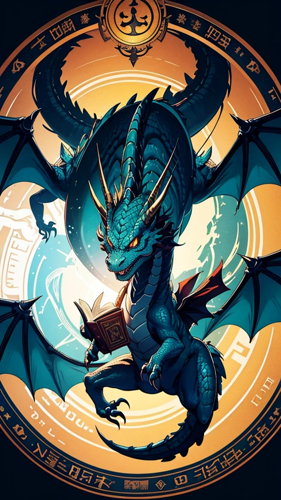 book cover, dragon in the middle of a circle