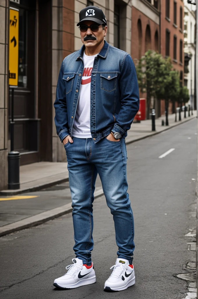 Mario bros usando jeans y sneaker Nike