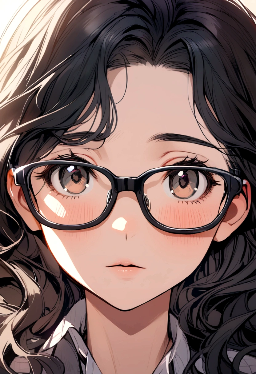 Wavy-haired girl with glasses and black-haired boy together