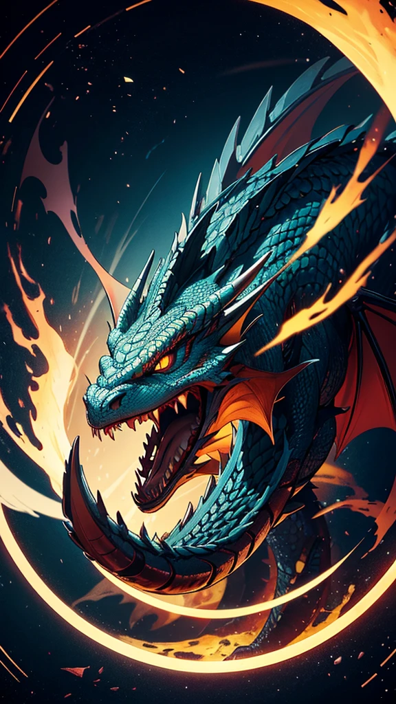 book cover, dragon inside a circle