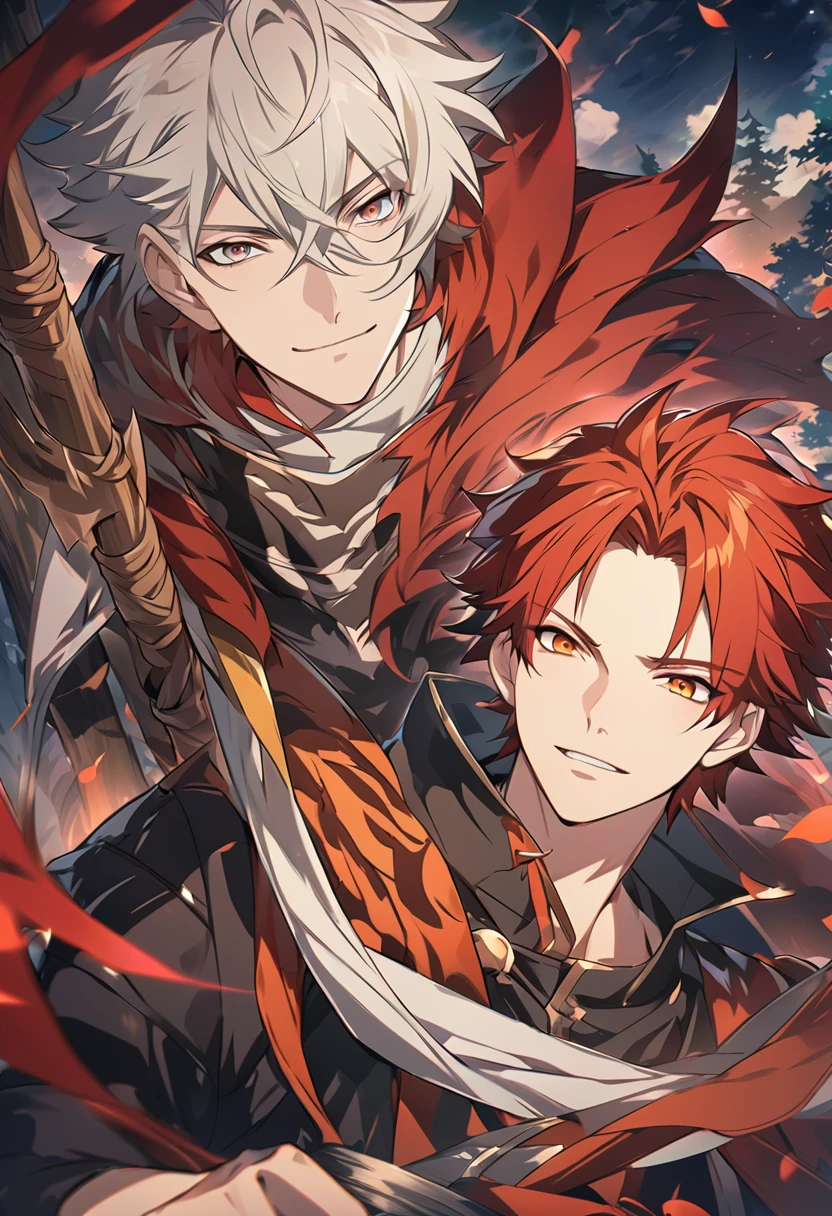 anime - style image of a man with red hair and a cape, handsome guy in demon slayer art, 坏蛋动漫8 K, anime lush john 8k woods, male anime character, young anime man, anime wallpaper 4K, Boy Anime, anime wallpaper, anime wallpaper 4k, anime wallpaper 4k, anime character detailed art, orange - haired Boy Anime