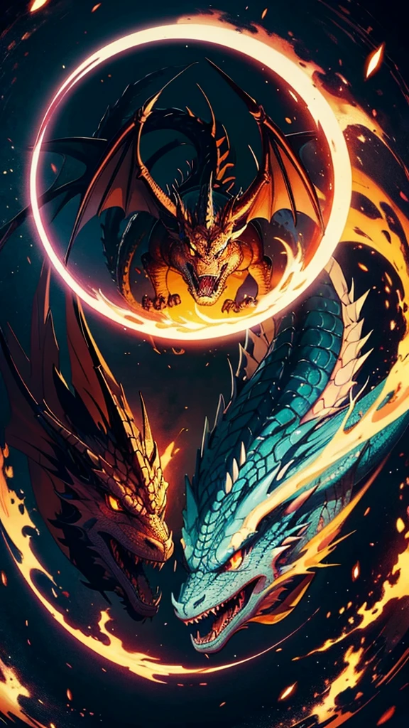 book cover, dragon inside a circle