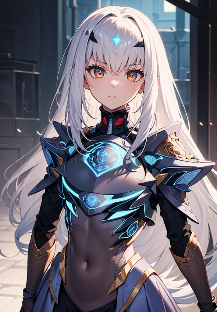 Melusina, Melusina, (Brown eyes:1.5), long hair, White hair, side locks, (small chest:1.2),
Armor BREAK, dress blindado, dress negro, gloves negros, blue armor, dress azul, peto, dress, sashes, gloves, mask, shoulder pads, dress corto, shoulder armor,
REST looking at the viewer,
REST outdoors,
BREAK (Masterpiece:1.2), Best Quality, high resolution, unity 8k wallpaper, (illustration:0.8), (Beautiful detailed eyes:1.6), extremely detailed face, perfect lighting, Extremely detailed CG, (perfect hands, perfect anatomy),