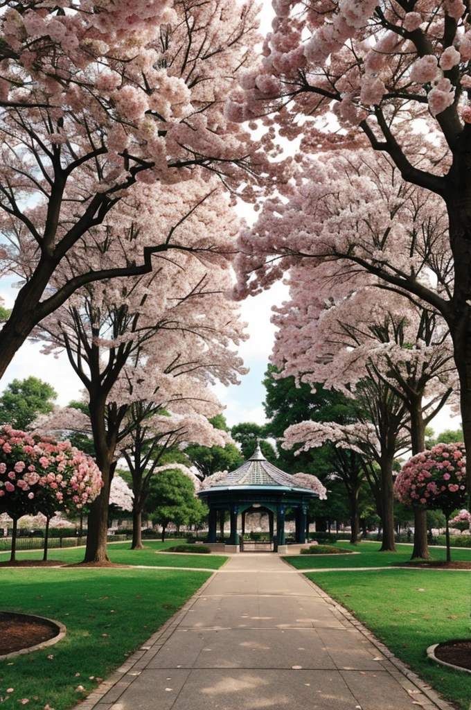 A park full of roses with an anime-themed background