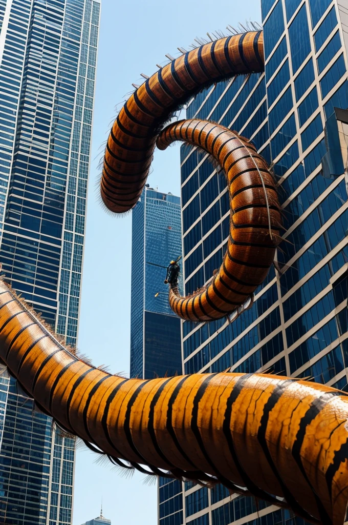 Giant centipede on skyscraper
