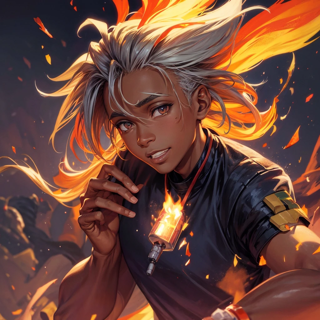 Xbalanque black guy withe hair pyro natlan