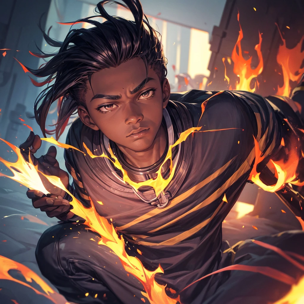 Xbalanque black guy withe hair pyro natlan