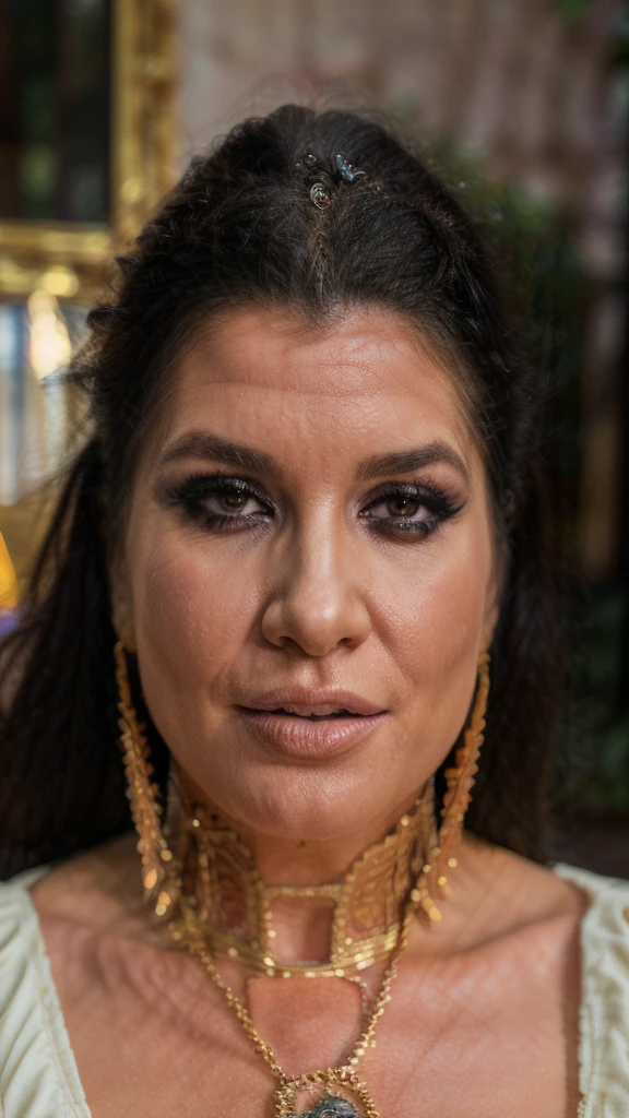 detailed portrait of a woman sitting on a fierce bull, hyperrealistic, 8k, beautiful detailed eyes, beautiful detailed lips, extremely detailed face and skin, long eyelashes, woman in elegant dress, bull with detailed fur and muscles, dramatic lighting, cinematic composition, vibrant colors, photorealistic, intricate details, masterpiece