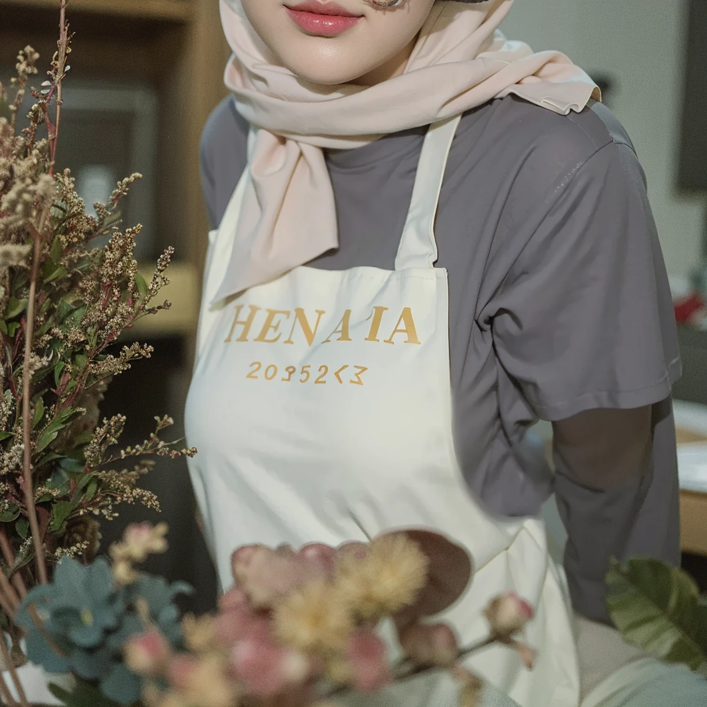 (Best quality, 8k, 32k, Masterpiece, UHD:1.2),Photo of Pretty Japanese hijab woman, large breasts, oversize crew t shirt. embordy