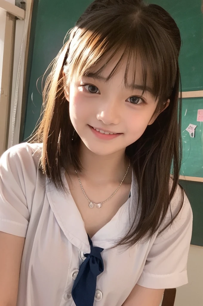 (topless:1.3), , upper body, Clear cute big nipples, 　, , 　 (の母乳:1.25), Straight bangs, Medium Hair、Shrine maiden, Nude, , 、Show your nipples properly from the front、Japanese high school girl like in the photo,　Pale-skinned girl, , , necklace, (13 years old, 8K, , Plain eyes、, realistic breasts, , realistic girl, beautiful girl、(kawaii junior high school stude)、I am studyr、Cheerleader、ribbon、Smirk, ｱｲﾄﾞﾙｽﾃｰｼﾞ, Nude, Showing teeth、